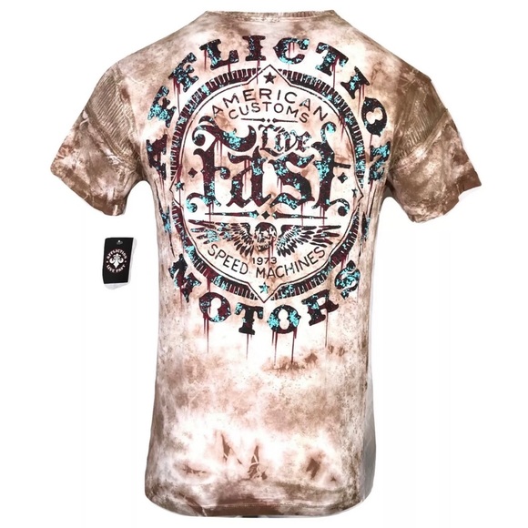 AFFLICTION Mens T-Shirt AC TORQUE RUST Biker - Picture 4 of 8
